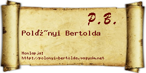 Polónyi Bertolda névjegykártya